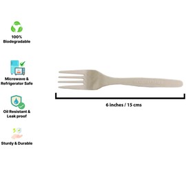 R and R Industries HARSHU Cornstarch Disposable Cutlery - 100 Pack, Eco-Friendly Biodegradable Cutlery, Compostable Utensils for Parties, Events, and Catering (FORK 100 PCS)