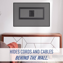 Legrand On-Q HT2102BKV1 Hardwired In Wall Cable Management Kit, TV Outlet Wall Kit Hides Cords, in Wall TV Power Kit Works with All Plugs, Recessed TV Outlet, Black