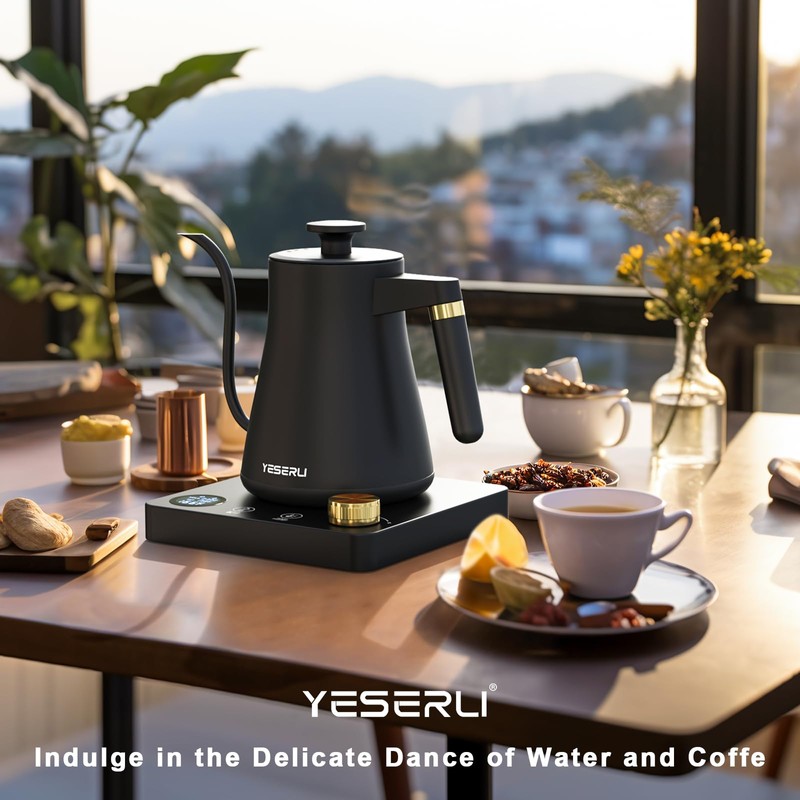 YESERLI 1200W Gooseneck Kettle with ±1℉ Temperature Control,Pour Over Electric