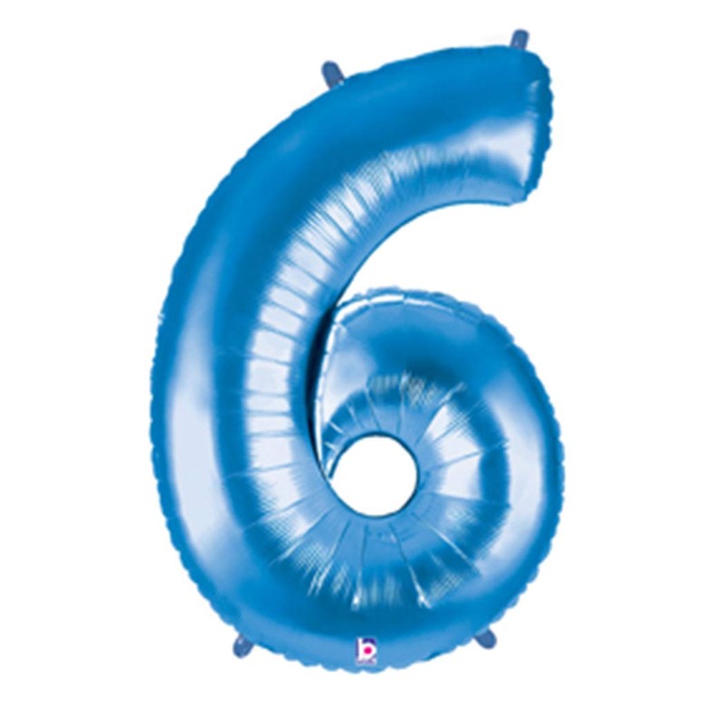 40 Inch Megaloon Blue Number 6 Balloon by Betallic