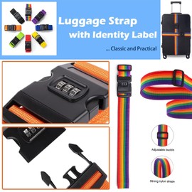 6 Pack Luggage Straps with Combination Lock, Adjustable Suitcase Straps for Secure Travel, Color-Coded (Red/Green/Three Colour)