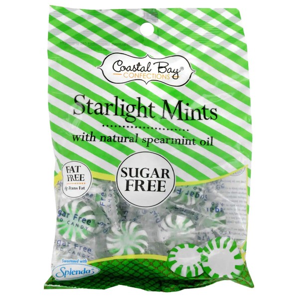 Coastal Bay Confections (1) Bag Sugar Free Starlight Mints With Natural Spearmint Oil Fat Free Sweetened With Splenda