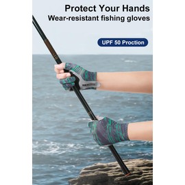 SUJAYU Fishing Gloves Men & Women, Anti-Slip Paded Kayak Gloves Sailing Gloves, 3-Cut Fingers UV Fishing Gloves Fly Fishing Accessories (Green, Medium)