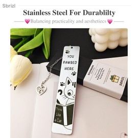 Sbrizl Cat Bookmarks for Reading Women - Cute Bookmarks for Kids, Gifts for Cat Lovers,Christmas Cat-Themed Book Accessories for Readers & Book Lovers (3-Piece)(Reading cat)