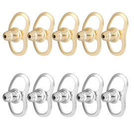 Pack of 10 Stud Earrings Closure, Hypoallergenic Earring Closure, for Stud Earrings, Heavy Earrings, Women's Crafts, Jewellery Making (Gold Silver)