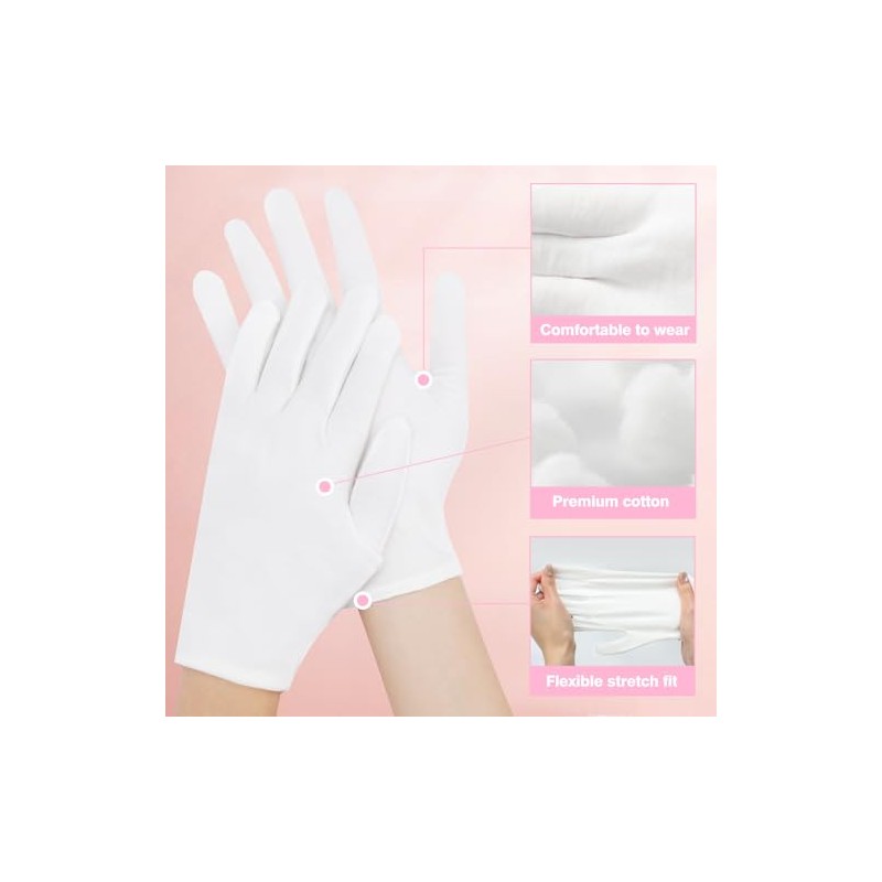 Guantes de algodón para inspección, 6 pares, gruesos, elásticos