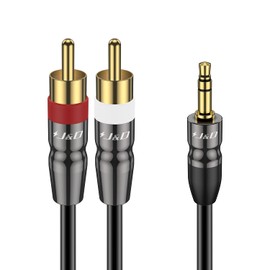 J&D 3.5 mm to Dual RCA Male Stereo Audio Cable, Heavy Duty RCA Cable Gold Plated Copper Shell 3.5mm Male to 2 RCA Male Cable for Smartphone/MP3 Player/Tablet, 1 Feet
