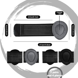 Yicoovey Set of 2 Arch Support Braces with Adjustable Straps and 1.8 cm Gel Cushion - Orthopaedic Metatarsal Bandage for Sports/Everyday Use, Black + Grey (Breathable & Pressure Relieving)