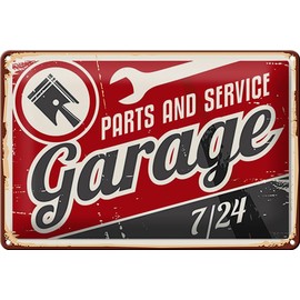 Blechschild 20x30cm gewölbt Garage parts service Auto Teile Deko Geschenk Schild