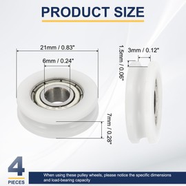 MECCANIXITY U Groove Ball Bearing Roller, 6 x 29 x 8mm Nylon Pulley Guide Wheel Stainless Steel Track Wheel Heavy Duty Replacement for Slide Door Window Mechanical Equipment, Orange Pack of 4