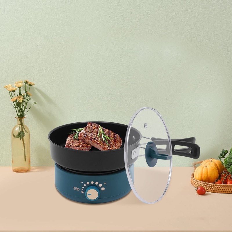 Portable Electric Hot Pot with Foldable Handles, Non-stick Frying Pan,