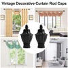 UFURMATE 6 Pcs Black Plastic Curtain Pole Finials Curtain Rod