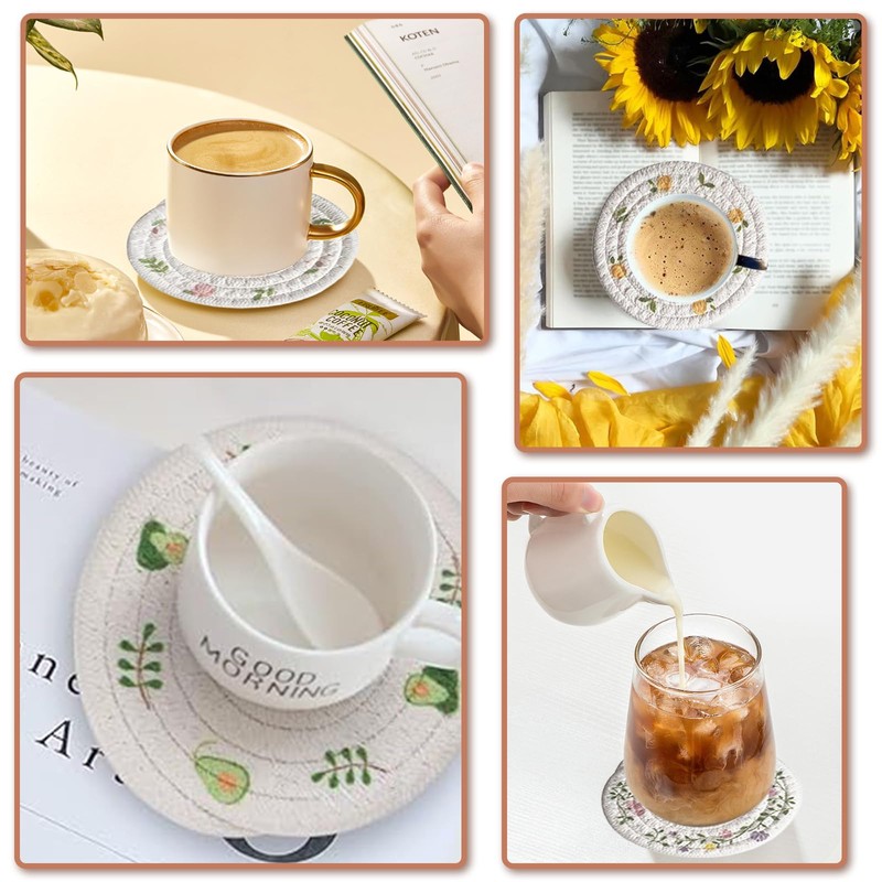 YANHUILAY Coasters (Set of 4) Cup Coasters, Cup Padding, Braid,