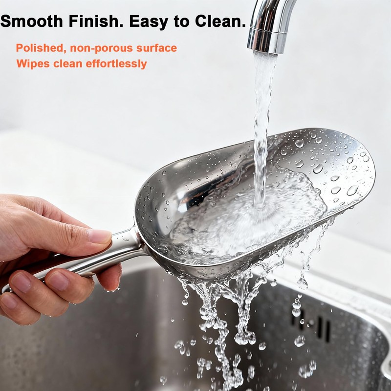 6 OZ Cast Aluminum Utility Scoop, One-Piece Solid Ice Scoop