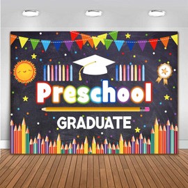 2025 Kinder Graduation Backdrop 7 x 5 ft Preschool Class of 2025 Background Kids Congrats Grad Banner Graduate Party Photo Booth Classroom Decoration Vinyl Fabric