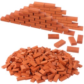 500 Pcs 1/16 Miniature Bricks Brick Building Set, Mini Red Brick Stone Model Brick Mini Artificial Brick Premium Clay Bricks DIY Fake Bricks Lifelike Brick Ornament for Dollhouse Decor Handmade Craft