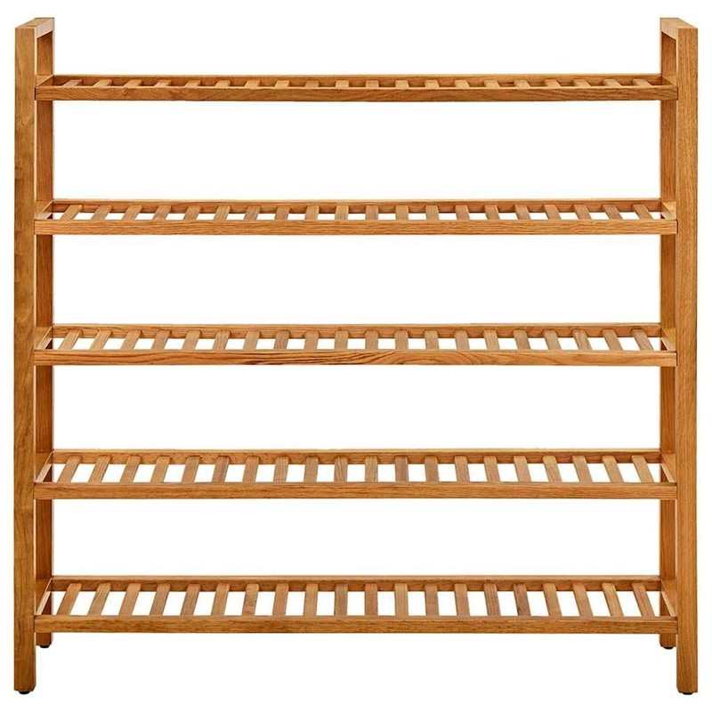 vidaXL Rustic Solid Oak Shoe Rack With 5 Free Standing