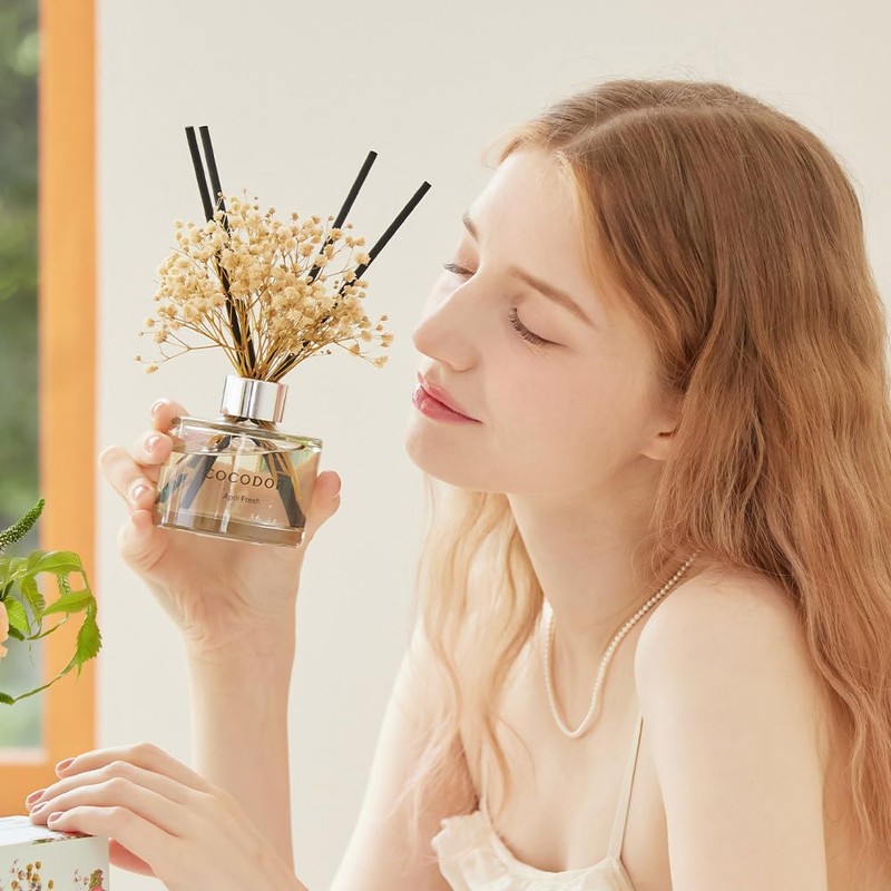 COCODOR Preserved Flower Reed Diffuser/White Jasmine/6.7oz/2Pack / Home Fragrance Scent