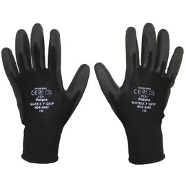 6 Pairs - POLYCO Matrix P Grip - Black PU Gloves Size 10 X Large Gardening Work Mechanic Builders PPE Grip