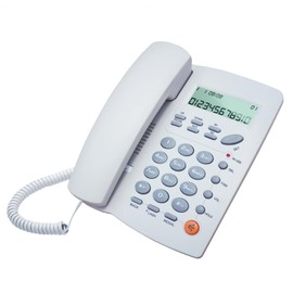 SOZOMO Teléfono Alámbrico De Casa,2 Memorias Directas, 2 Niveles de Timbre, Identificador de Llamadas, Señal Luminosa, Manos Libres, para el Restaurante del Hotel de Oficina en Casa Fácil. （Blanco）