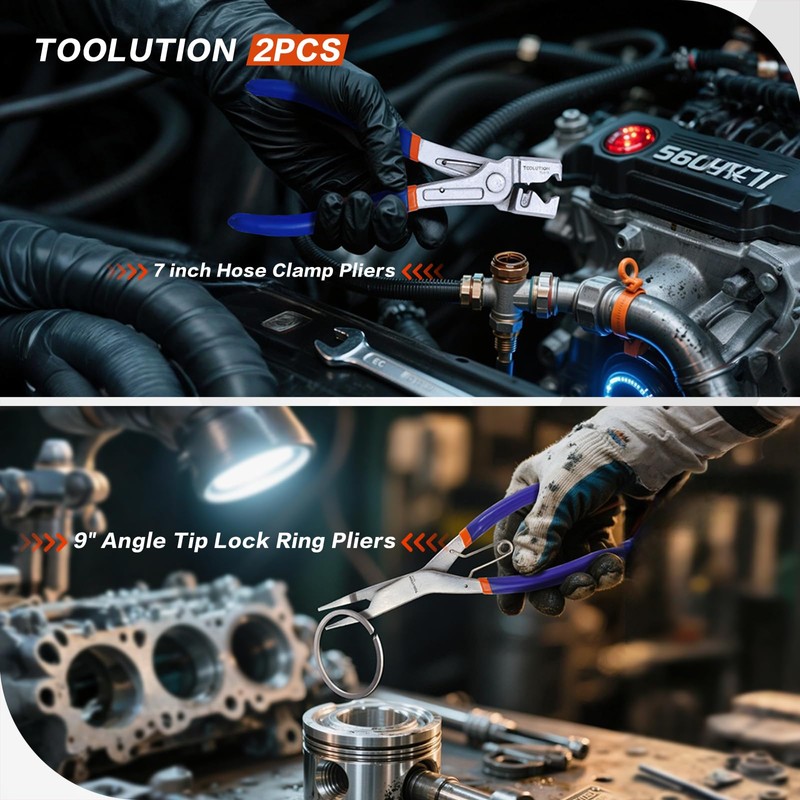 TOOLUTION 5pcs Electrical Disconnect Plier Set - Fuel Line,Hose Clamp