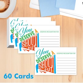 60 PCS Positive Shout Out Cards, Appreciation Reward Card for Students, Encouragement Postcard for Teachers, Employees, Appreciation Recognition Reward Card for Bulletin Board, Public Service Week