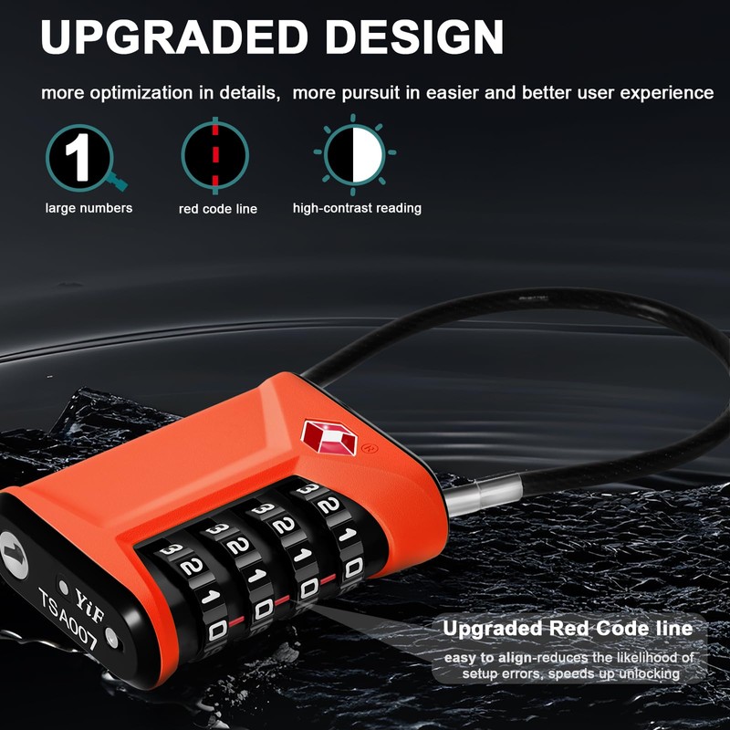 ZHEGE TSA Approved Luggage Locks with Open Alert Indicator, Suitcase