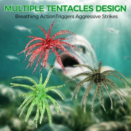 10PC Tentacle Fishing Lure,Dice Bait,Soft Plastic Swim Bait, Realistic Sea Urchin Lure, Suitable for Drop Shot,Weird Fishing Rig,Trout Sea Bass Mandarin Fish Catfish Slow Sinking Soft Lure 2.36in S.