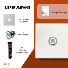 KTC-Home Premium Doorbell Traffic White – LED Push Button White – Size: 11 x 11 cm – RAL 9016 – UV and Weather Resistant – Powder Coated