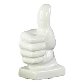Urban Trends Porcelain Thumbs Up Sculpture on Bass Gloss Finish, White