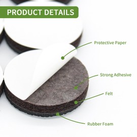 COVERCORNER Non Slip Furniture Pads 24 PCS 1 1/2'' Round - Anti Slip Furniture Pads - Self Adhesive Rubber Feet Furniture Feet - Chair Leg Floor Protectors - Keep Furniture in Place