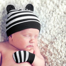 DRESHOW Newborn Baby Hat and Gloves Set Beanie Clothing Unisex Infant Hat Nursery Hat Baby Boys Girls 0-6 Months