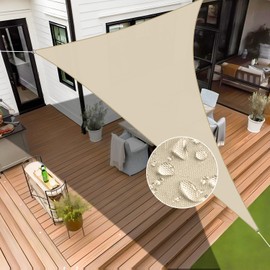 INFRANGE Waterproof Beige 15' x 19' x 24.2' Triangle Sun Shade Sail Canopy Awning Shelter Fabric Screen, 95% UV Blockage UV & Water Resistant, for Outdoor Patio Garden Carport - Customized