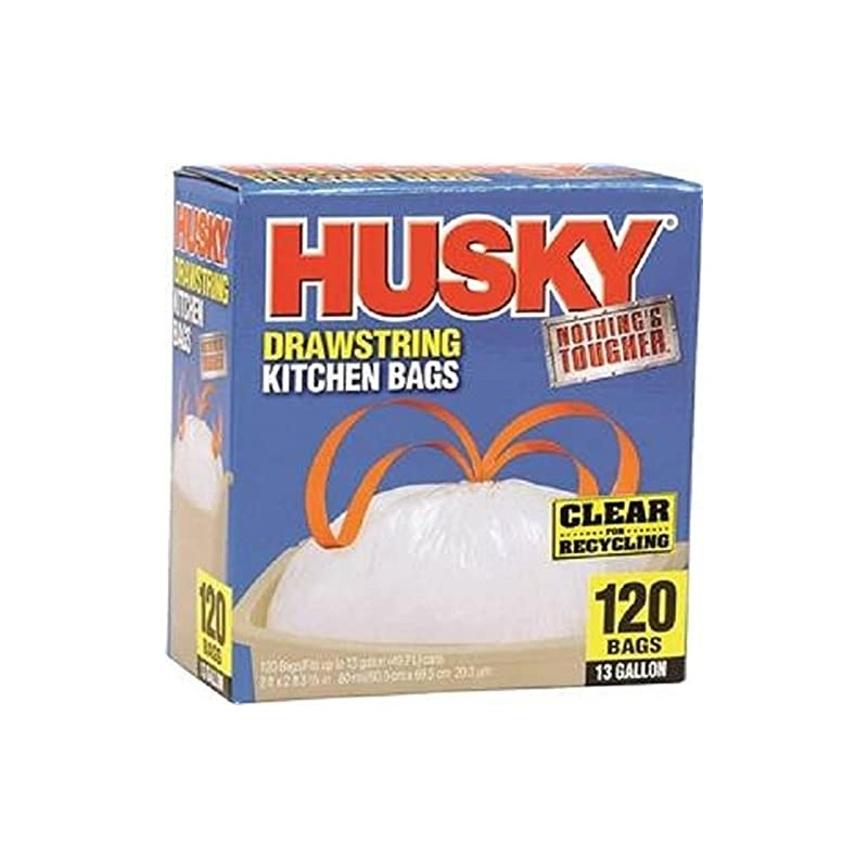 Poly-America (120-Count ) Husky 13 Gallon Nothing's Tougher Drawstring Clear