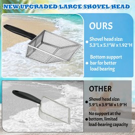 Niuyhe Sand Sifter for The Beach, 2 Pack Shark Tooth Sifter Stainless Steel, Kids Filter Sand Scooper for Picking Up Shells and Rocks
