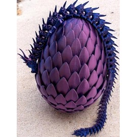 Neon Blaze Dragon with Matching Egg | Articulated Dark Blue & Magenta Dragon | Collectible Neon Decor