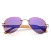 Newbee Fashion - Bamboo Arm Oversized Rimless Aviator Sunglasses with