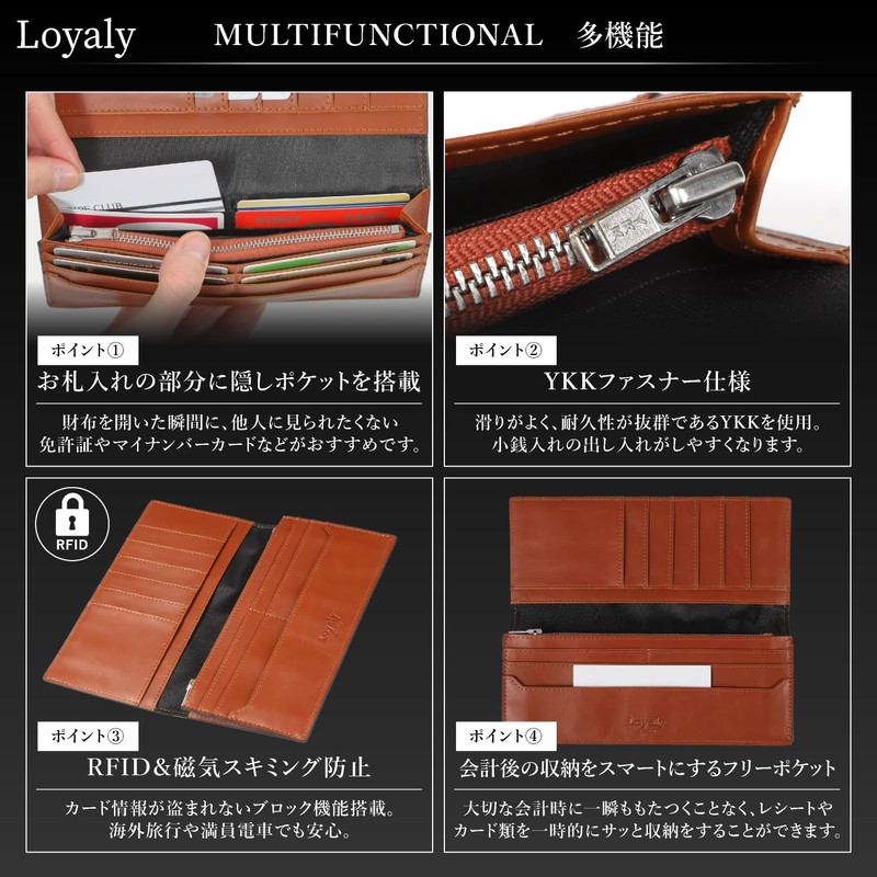 Loyaly Men's Long Wallet, Coin Purse, Thin, Made by Top