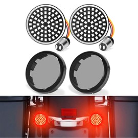 OURONOTO 2" Bullet Style Led Turn Signals Motorcycle Led Blinkers Red 60 LEDs with Smoked Lenses Compatible With Harley Davidson Dyna Touring Softail Sportster Road King Electra Street Glide