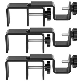 No Drill Curtain Rod Bracket Attachment for Outside Mounted Blinds, 1.3-2" Adjustable, Effortless Hand-Twist Screws & SquareLock Design, Tool-Free, Anti-Slip, Black Frosted Finish, 3 Pack