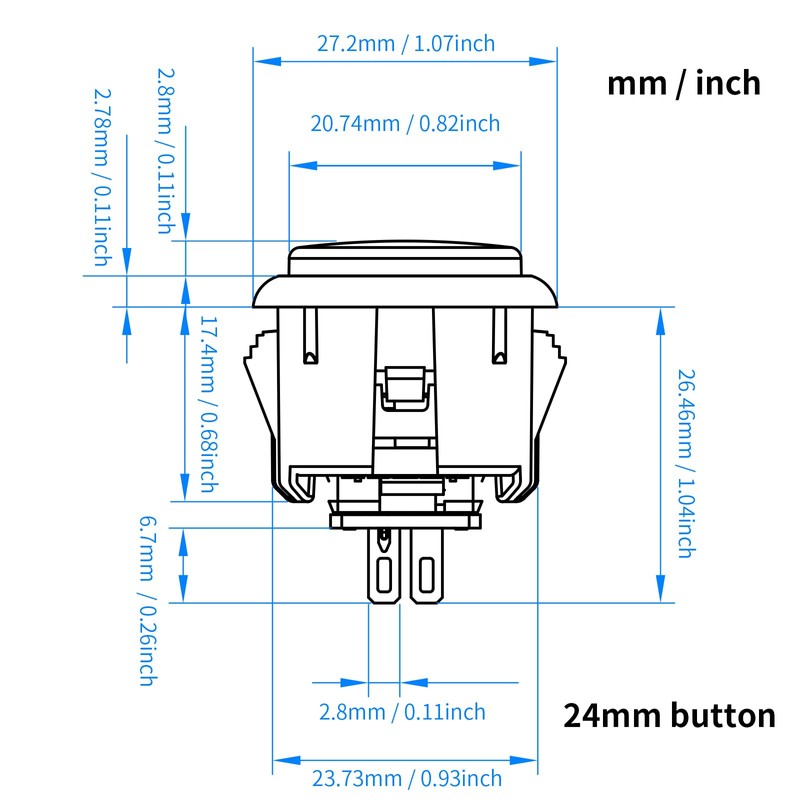 QANBA Gravity Ks Mechanical Arcade Buttons 30mm 24mm Snap-in Mechanical