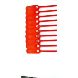 Plastic Seal SE - Pull Tight, Red Color, 500 pcs. 16 in. / 400 mm, Correlative Numbering & Barcode,