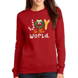TEEAMORE Joy to The World Christmas Candy Cane Women Men Sweatshirt