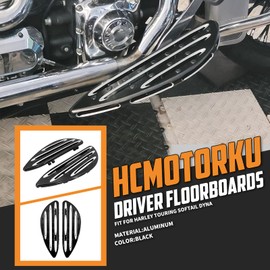 HCmotorku Motorcycle Floorboards Set Driver Passenger Footboards Front Rear Foot Pegs Brake Pedal Fit For Harley Touring Road Glide Street Glide Electra Glide Softail Dyna (Black)