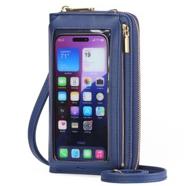 GOIACII Phone Purse Crossbody Bags for Women Small Travel Wallet Touch Screen RFID Blocking Dark Blue