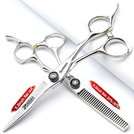 Japan 440 Steel Scissors Professional Hairdressing Scissors for Barber Thinning Hair Shears 5.5/6/6.5 Inch (5.5 Inches, Pack of 2)