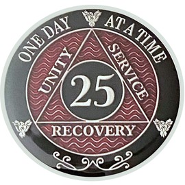 Simply Minimal AA 21-30 Year Silver Plated Recovery Coins, Alcoholics Anonymous Medallions (25 red)