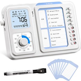 3-in-1 Visual Timer & ADHD Tool for Kids|Adults, Task Timer with Chore Chart Board, Visual Schedule for Kids with Autism, Daily Checklist for Home, School, Classroom, Desk