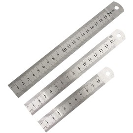 Set of 3 Stainless Steel Rulers Steel Ruler Metal Metric Straight Edge Ruler Double Scale Precision Ruler for Engineering, Teaching and Office Drawings