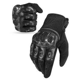 INBIKE Protective Motorcycle Riding Gloves for Men Carbon Fiber Touch Screen Joint Support TPR Finger Pads Black X-Large